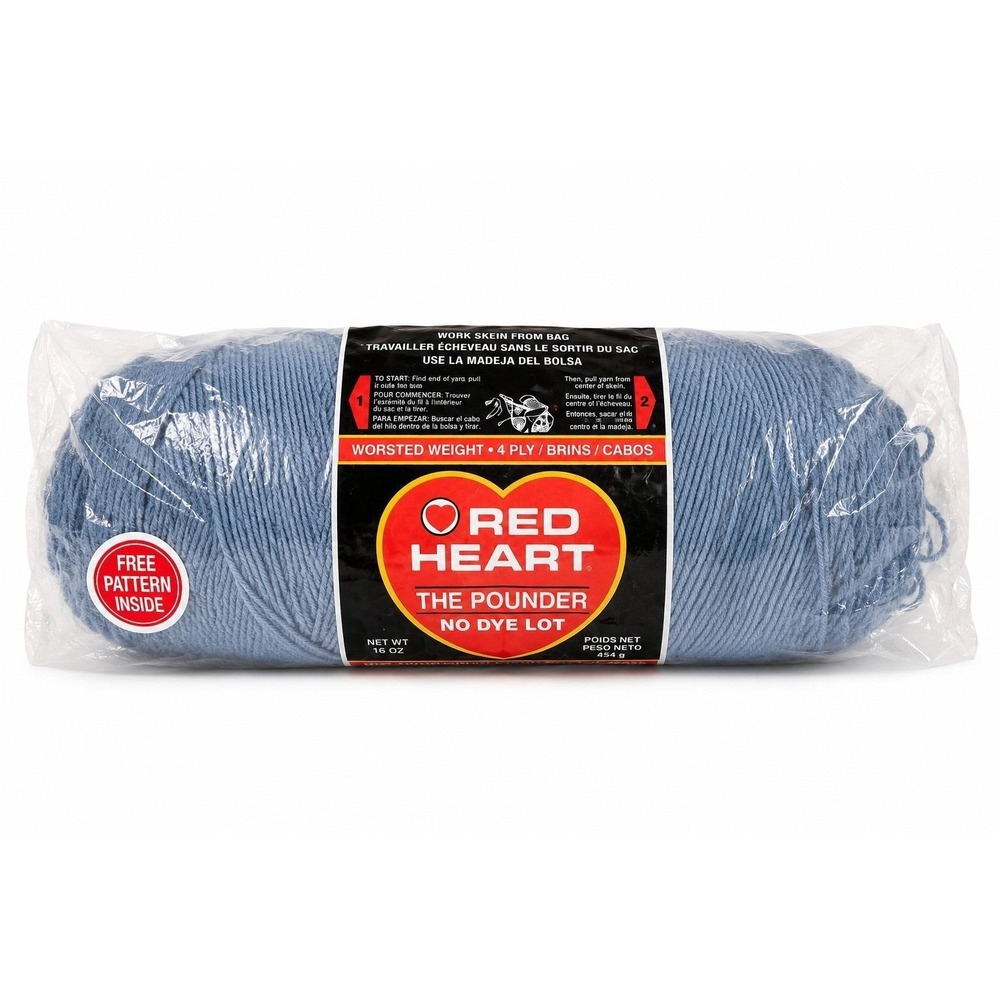 Red Heart The Pounder Country Blue Yarn 16 oz No Dye Lot w/ Pattern